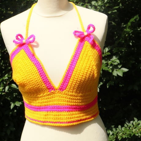 Top gehäkelt Häkeltop Oberteil Bustier bunt Handarbeit