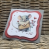 Quadratische Karte Valentinstag - Geburtstag - verliebte Maus 