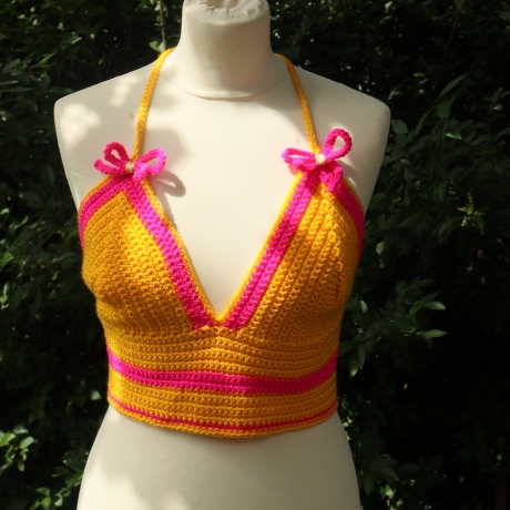 Top gehäkelt Häkeltop Oberteil Bustier bunt Handarbeit