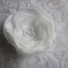 Braut Brosche Haarklammer Weiß Stoffblume Perle