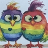 Karte Pärchenkarte - bunte Vögel - Regenbogen - lila - LGBTQ*