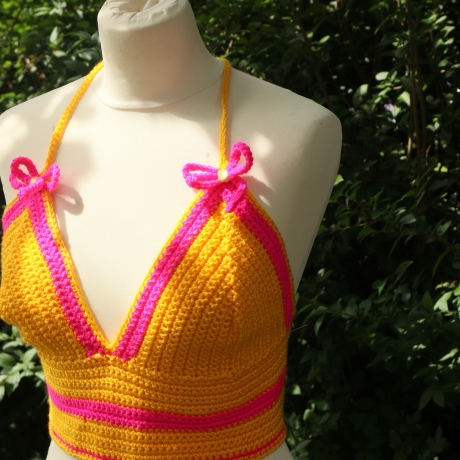 Top gehäkelt Häkeltop Oberteil Bustier bunt Handarbeit