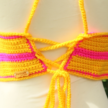 Top gehäkelt Häkeltop Oberteil Bustier bunt Handarbeit