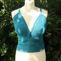 Top gehäkelt Häkeltop Oberteil Bustier Damenmode Handarbeit 