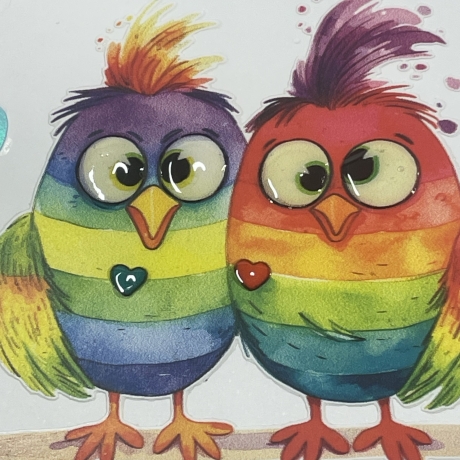 Karte Pärchenkarte - bunte Vögel - Regenbogen - lila - LGBTQ*
