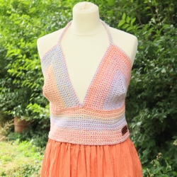 Top gehäkelt Häkeltop Rüschentop Bustier Handarbeit bunt