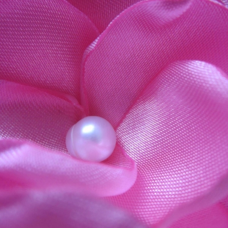 Pink Rosa Klammer Stoffblume Haarblüte Perle Jolie