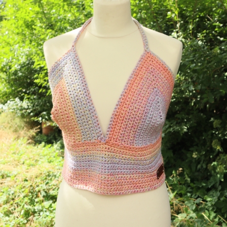 Top gehäkelt Häkeltop Rüschentop Bustier Handarbeit bunt