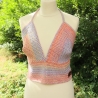 Top gehäkelt Häkeltop Rüschentop Bustier Handarbeit bunt