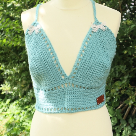 Top gehäkelt Häkeltop Oberteil Bustier Damenmode Handarbeit 