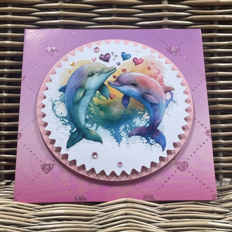 Karte Pärchenkarte - Hochzeit - Delphine - Regenbogen -LGBTQ*