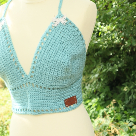 Top gehäkelt Häkeltop Oberteil Bustier Damenmode Handarbeit 