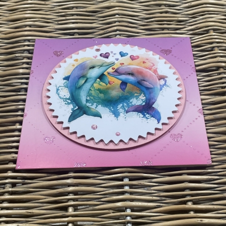 Karte Pärchenkarte - Hochzeit - Delphine - Regenbogen -LGBTQ*