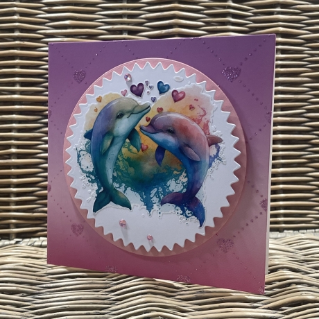 Karte Pärchenkarte - Hochzeit - Delphine - Regenbogen -LGBTQ*