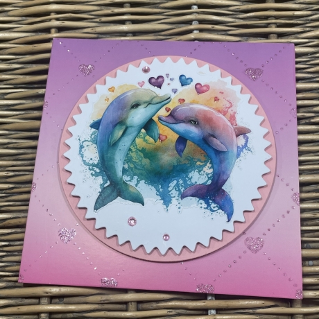 Karte Pärchenkarte - Hochzeit - Delphine - Regenbogen -LGBTQ*