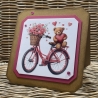 Karte - Geburtstag - Freundschaft - Fahrrad - Rosen - Teddybär