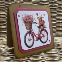 Karte - Geburtstag - Freundschaft - Fahrrad - Rosen - Teddybär