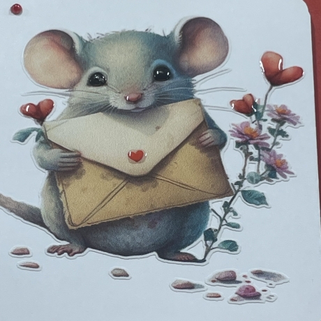 Quadratische Karte Valentinstag - Geburtstag - verliebte Maus 