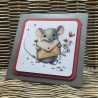 Quadratische Karte Valentinstag - Geburtstag - verliebte Maus 