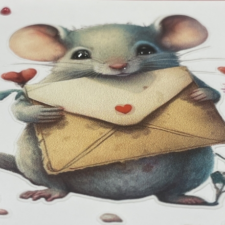 Quadratische Karte Valentinstag - Geburtstag - verliebte Maus 