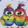 Karte Pärchenkarte - bunte Vögel - Regenbogen - lila - LGBTQ*