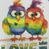 Karte Pärchenkarte - bunte Vögel - Regenbogen - lila - LGBTQ*