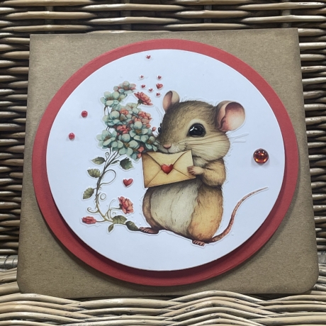 Karte Valentinstag - Geburtstag - verliebte Maus 