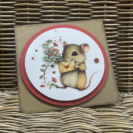 Karte Valentinstag - Geburtstag - verliebte Maus 