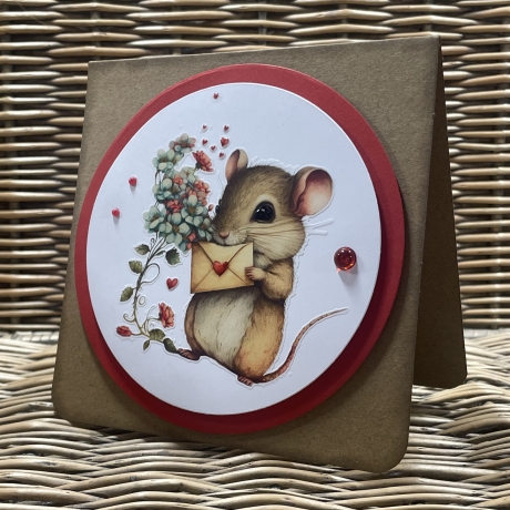 Karte Valentinstag - Geburtstag - verliebte Maus 