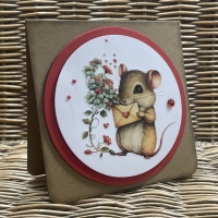 Karte Valentinstag - Geburtstag - verliebte Maus 