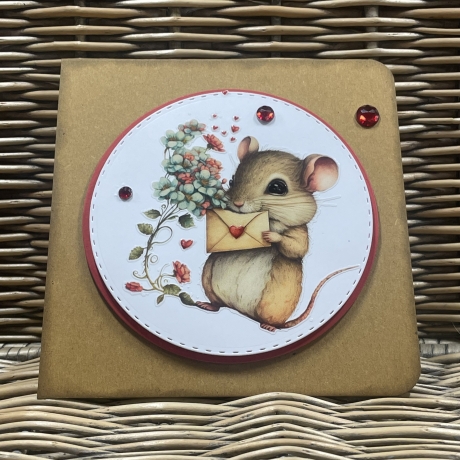 Karte Valentinstag - Geburtstag - verliebte Maus 