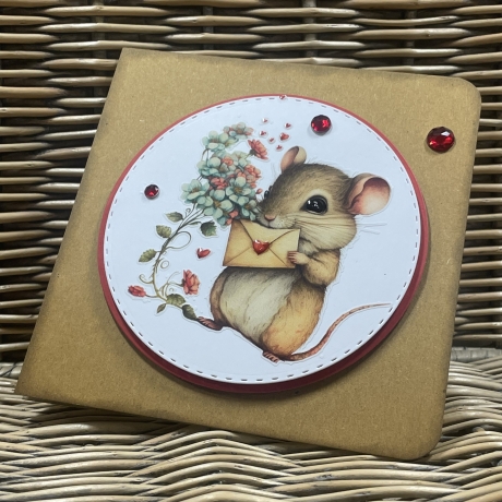 Karte Valentinstag - Geburtstag - verliebte Maus 