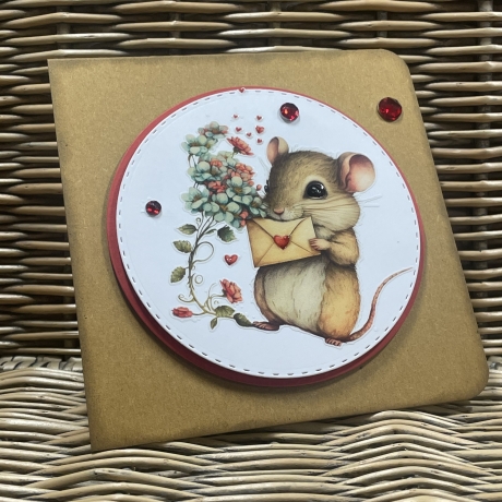 Karte Valentinstag - Geburtstag - verliebte Maus 