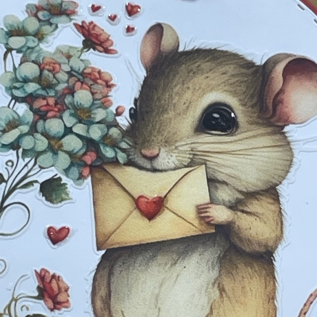 Karte Valentinstag - Geburtstag - verliebte Maus 