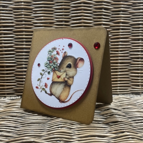 Karte Valentinstag - Geburtstag - verliebte Maus 