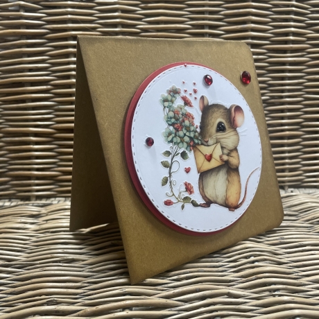 Karte Valentinstag - Geburtstag - verliebte Maus 