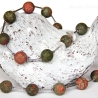 kurze Unakit-Kugel-Halskette in Grün und Terracotta mit Edelstahl