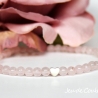 Rosenquarz-Armband (elastisch) in Rosa mit kleinem Silber-Herz