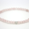 Rosenquarz-Armband (elastisch) in Rosa mit kleinem Silber-Herz