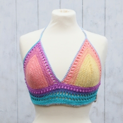 Top gehäkelt Häkeltop Oberteil Bustier Baumwolle Handarbeit 