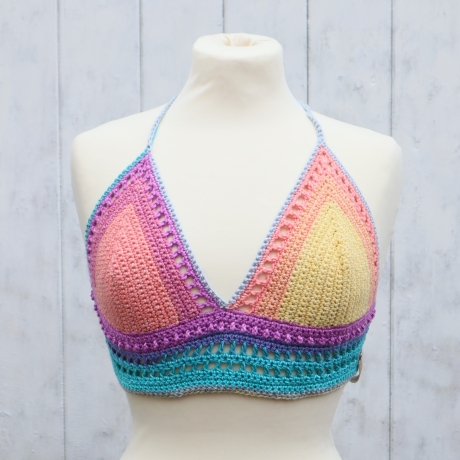 Top gehäkelt Häkeltop Oberteil Bustier Baumwolle Handarbeit 