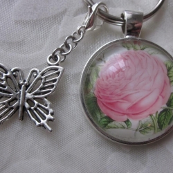 Schlüsselanhänger Rose Schmetterling Papillon