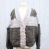 Strickjacke Cardigan gehäkelt imTweedlook warme Jacke Strickmode