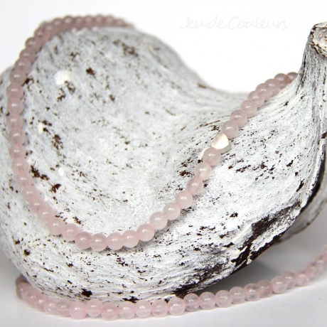 Rosenquarz-Kugel-Halskette in Rosa mit kleinem Echtsilber-Herz