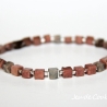 Rhodonit-Würfel-Armband (elastisch) in Rosa- und Graunuancen