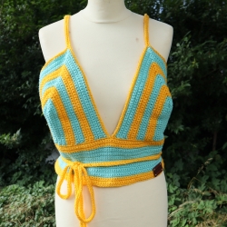 Top gehäkelt große Größe XXL Häkeltop Oberteil Bustier bunt 