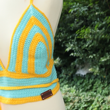 Top gehäkelt große Größe XXL Häkeltop Oberteil Bustier bunt 