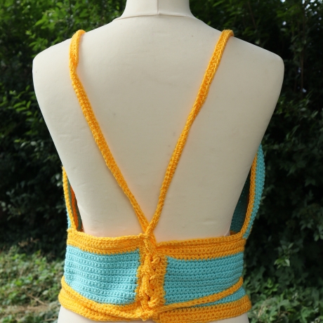 Top gehäkelt große Größe XXL Häkeltop Oberteil Bustier bunt 