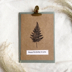 Happy Birthday • Karte mit Umschlag • Geburtstag Farn