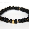 Lava-Armband (elastisch) mit vergoldeten Echtsilber-Elementen